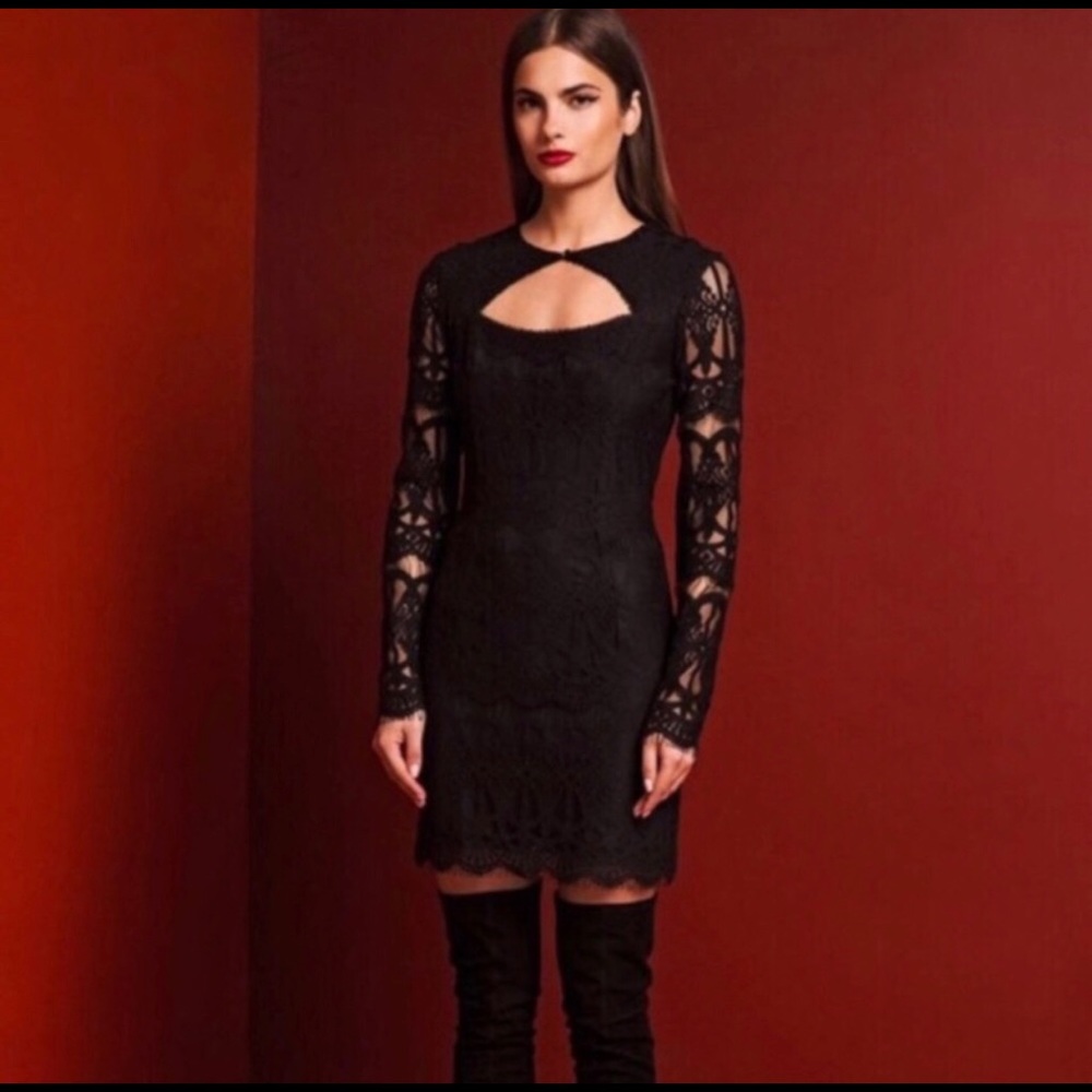 NWT Stone Cold Fox Suki black lace dress LBD XS 0